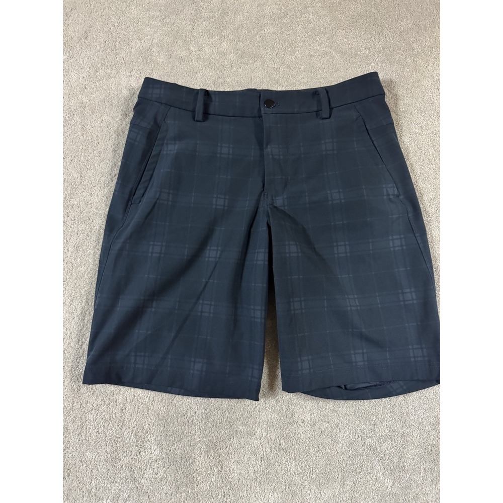 Lululemon Navy Plaid Commission Classic Fit 10" Zipper Fly Golf Shorts - Size 34
